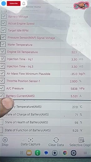 Kia sonet engine Data analysis with scanner // Data analysis capture rpm, Tamprature, Fuel pressure!