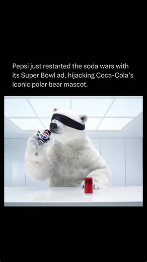 How Everything Works on Instagram: "Pepsi just reignited the soda wars on the biggest stage in the world. In their new Super Bowl ad, they did the unthinkable — they “stole” Coca-Cola’s most iconic mascot, the polar bear. The spot shows the bear taking a blind taste test between Pepsi Zero Sugar and Coke Zero… and choosing Pepsi. What follows is a funny identity crisis, therapy sessions, and a full rebellion against its Coke roots. Directed by Taika Waititi and set to Queen’s I Want to Break Fre