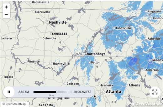 AccuWeather East Tennessee Radar Scan at 8:36m ET. #Tennessee #Knoxville #Chattanooga #TDOT #Weather #Traffic https://accuweather.com/en/us/chattanooga/37402/weather-radar/331086#google_vignette… | On Time Traffic