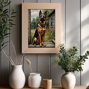 German Shepherd Portrait: English Countryside Cottage Art (digital Download) - Etsy