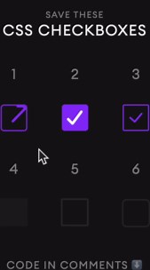 Joe · Frontend Developer on Instagram: "Save These: CSS Checkboxes 🔥⁣ ⁣ Get the direct link to the code in the top pinned comment 🔗⁣ ⁣ GitHub details:⁣ ⁣ 🔥 Username: frontend-joe⁣ 🔥 Repository: css-reels⁣ 🔥 Folder: checkboxes/part-1⁣ ⁣ Comment your favourite 👇🏽⁣ ⁣ #html #css #webdev #frontenddev"