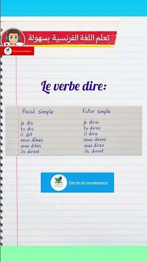 Le verbe dire au passé simple et au futur simple # apprendre la conjugaison #cercleconnaissance@ #