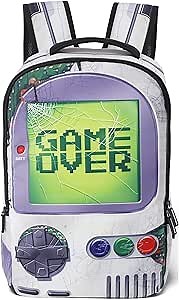 School Backpack Kid Teenager Middle Book Bag for Boys and Girls (Game Over), Large
