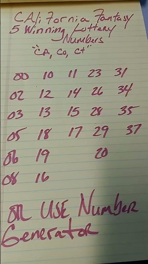 CALIFORNIA FANTASY 5 WINNING LOTTERY NUMBERS #lottery #lotto