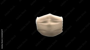 3D orange color medical mask, surgical mask circular rotations - function of mask is to prevent virus transmission and chances of infection, best use in Covid-19 pandemic.