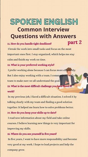 “Common Interview Questions with Answers in English | Job Interview Preparation #englishpractice