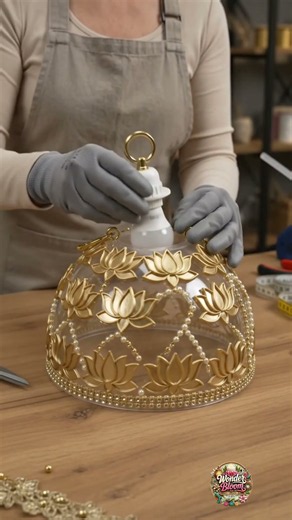 She Turned a Plastic Bowl Into a Luxury Golden Shadow Lamp! #craft #crafts