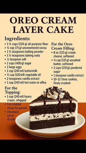 17K views · 109 reactions |  Oreo Cream Layer Cake 懶 A soft, moist...
