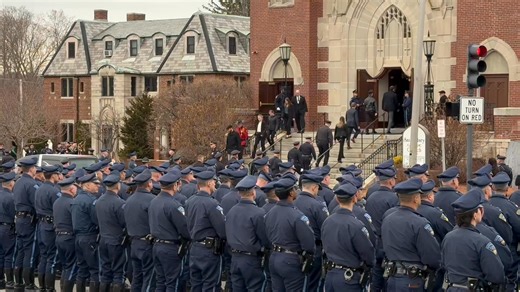 144K views · 2.9K reactions | Procession of first responders entering Saint Mary Catholic Church in Franklin to pay their respects to fallen #Uxbridge Police Officer Stephen LaPorta who was killed in the line of duty last week. Funeral is tomorrow. | Spectrum News 1 Worcester | Facebook