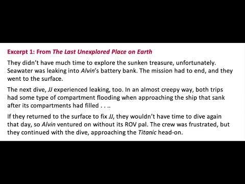 Excerpt 1: From The Last Unexplored Place on Earth- Exit Ticket/Lesson 5/Unit 2/ Mod 2