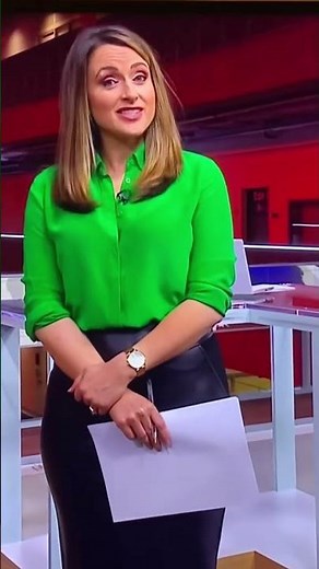 Scottish News Presenter Black Leather Skirt