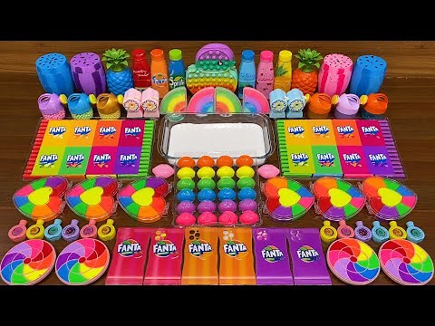 RAINBOW FANTA ! Mixing random into GLOSSY slime!Relaxing Satisfying Slime Video #126