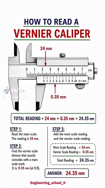 162. How to Read a Vernier Caliper _ Vernier Caliper Reading Explained _ 24.35 mm 📐😱
