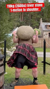 118kg (260lbs) Inver stone 1-motion to shoulder. Natural stone lifting. ​⁠@CERBERUSStrength