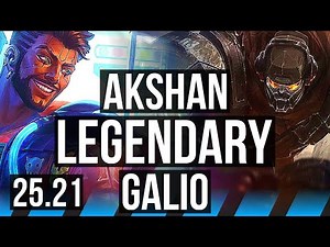 AKSHAN vs GALIO (MID) | 73% winrate, 18/1/0, Legendary | KR Diamond | 25.21