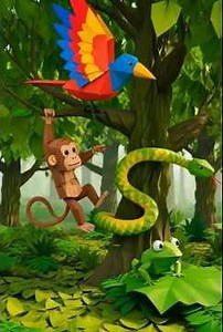 Entire rainforest made from folded colored paper, full of geometric animals#foryou #viral