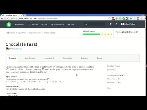 HackerRank | Chocolate Feast Solution