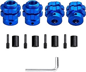 Aluminum 17mm Splined Wheel Hubs/Nuts 17mm Hex Spacers Extensions Adapters for 1/10 Traxxas Summit Losi Baja Rey, Set of 4 (Navy Blue)
