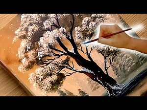 How to Paint a Magic Winter Landscape/ Acrylic Painting step by step