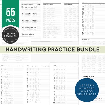 Handwriting Worksheets: A-Z, 3–5 Letter Words, Numbers, Days, Sentences