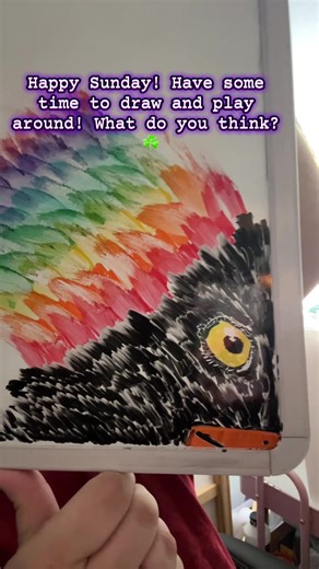 Working on finger smudging the marker to make this effect! I really enjoy it and makes for a fun time! I kinda got trapped in by the placement but overall like the result. What do you think? #bird #arttok #whiteboard #whiteboardart #doodle