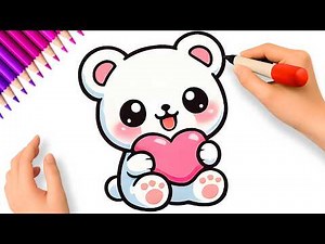 HOW TO DRAW A CUTE POLAR BEAR EASY 💟