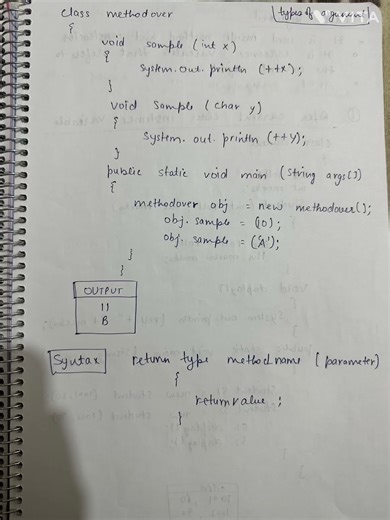 JAVA Part :- 6 (method overloading and constructor overloading ) 📝📝 #notes #java #trendingshorts