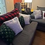 Allorry Christmas Pillow Covers 18 x 18 Set of 2 Beige Pentagram Christmas Tree Pillow Covers Decorations Plush Faux Fur Soft Cushion Case for Winter Xmas Holiday Home Bedroom Sofa Decor PT014-C18