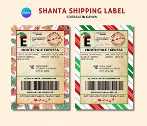 Editable Santa Shipping Label, Santa Mail Label, Christmas Elf Label, North Pole Express Label, Elf Arrival Label, Santa Address Label. - Etsy