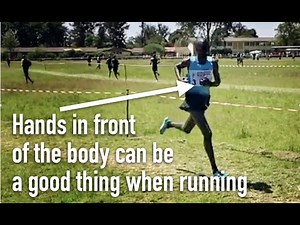 Hands in front of the body can be a good thing when running
