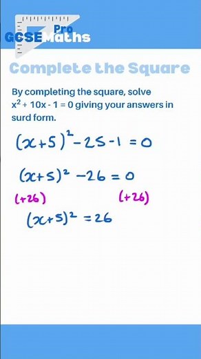 Completing the Square to Solve Quadratic Equations #gcsemaths #maths #completingthesquare #algebra