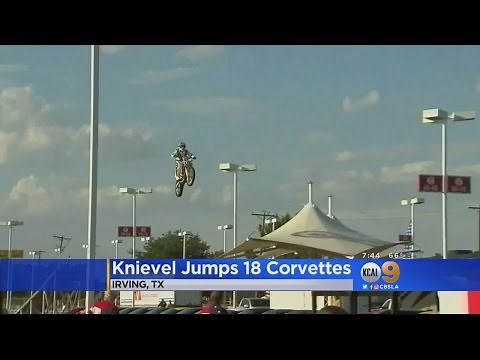 Daredevil Robbie Knievel Jumps 18 Corvettes In Texas Stunt