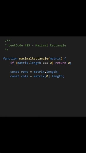 Solve LeetCode 85 Maximal Rectangle #shorts #coding #javascript
