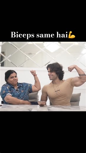 Karan Gupta on Instagram: "Shakal ke saath saath biceps bhi twin kardiye😍 Follow @kgfitmess for more❤️ . . . #explore #gymmotivation #viral #momandson"