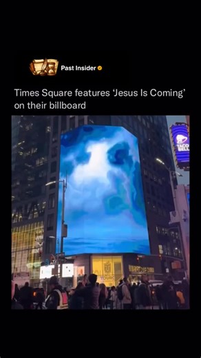 Past Insider on Instagram: "The bold “Jesus Is Coming” billboard in Times Square has become a permanent fixture of the New York City landscape, often sparking curiosity from millions of tourists. Unlike the flashy, high-budget digital ads surrounding it, this message is a traditional, hand-painted sign located on the 47th Street and 7th Avenue corner of the "Crossroads of the World." Follow @PastInsider for more The billboard is maintained by the **International Family Church** (formerly the Bib