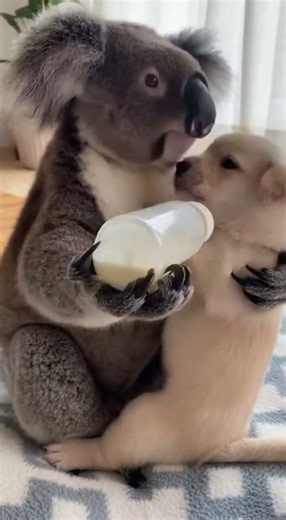 🐨🍼🐶 A Loving Koala Feeding Milk to a Baby Pure Cuteness Alert #koala #wildlife #babyanimals