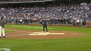 Kevin Burkhardt throws out tonight's first pitch to Steve Gelbs! | SNY