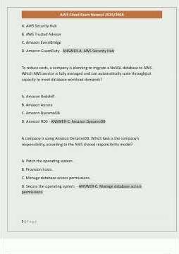 AWS CLOUD EXAM NEWEST 20252026 WITH COMPLETE QUESTIONS AND CORRECT ANSWERS ALREADY GRADED ABRAND NEW