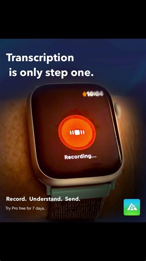 Voice notes from your Apple Watch to your productivity apps.