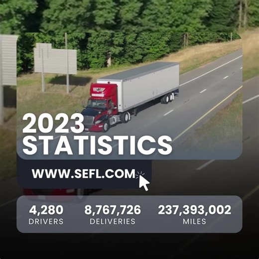 “To the moon and back!” 🌙 Did you know that in 2023, our hardworking team logged enough miles to travel round-trip to the moon nearly 500 times? Get ready to witness the next chapter of our out-of-this-world journey in 2024! | Southeastern Freight Lines