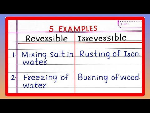 Examples of REVERSIBLE AND IRREVERSIBLE CHANGE | 5 | Five examples of REVERSIBLE IRREVERSIBLE CHANGE