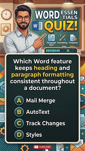 MS Office & Desktop Productivity MCQs # 03 | MS Word Styles and Formatting Rules