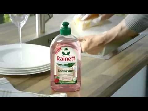 Publicité Rainett liquide vaisselle au vinaigre de framboise