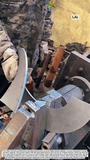 The process of machining screw conveyor blades using a specialized press