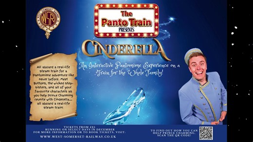 Immerse yourself in a panto experience like never before whilst travelling through the Somerset countryside by steam train. Dates with availability are: 21st, 22nd, 23rd, 27th, 28th, 29th, 31st December 2024. 1st January 2025. For further information on our Panto Train, visit our website here https://www.west-somerset-railway.co.uk/events/view/panto-train | West Somerset Railway