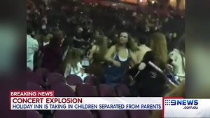 New video captures the moment of explosion and the ensuing panic at Manchester: http://www.9news.com.au/world/2017/05/23/08/23/manchester-explosion-bangs-uk-police-arena?ocid=9newsfb Turn to Channel 9 or 9Now for special LIVE coverage. #9News | http://9News.com.au | 9 News