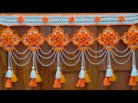 wow🧡 नए और आसान तरीके से तोरण बनाना सीखें 🏵️Gate parda💫 झालर/bandhanwar🤩How to crochet toran/latkan