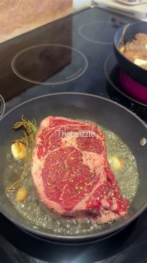 Perfect Ribeye Sizzle 🔥 Pan-Seared Steak ASMR