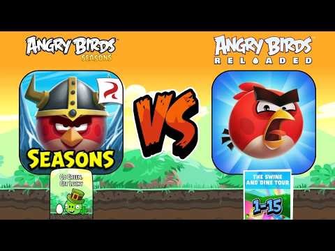 Angry Birds Seasons Go Green, Get Lucky VS Angry Birds Reloaded The Swine and Dine Tour (1-15)