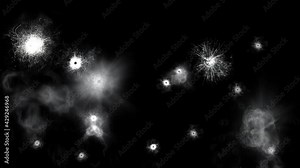 Animation of bullet holes appearing one after another on the screen, particle simulation Stock Video
